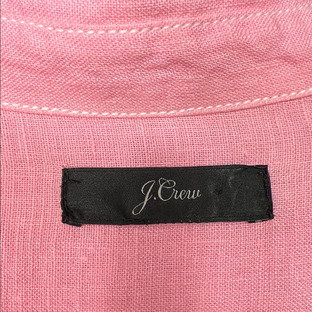 J. Crew Linen Pink Short Sleeve Popover Top Blouse Medium - Picture 2 of 7
